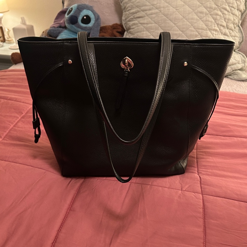 Kate Spade Marti Large Pebble Leather Tote Shoulder Bag in black